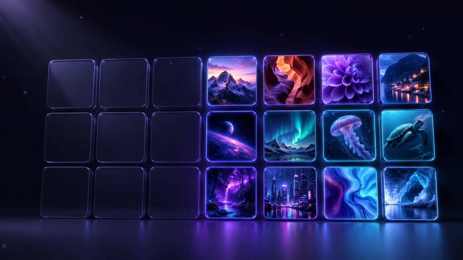 A File Explorer grid filling in with sharp photo thumbnails