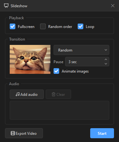 HawkView slideshow options
