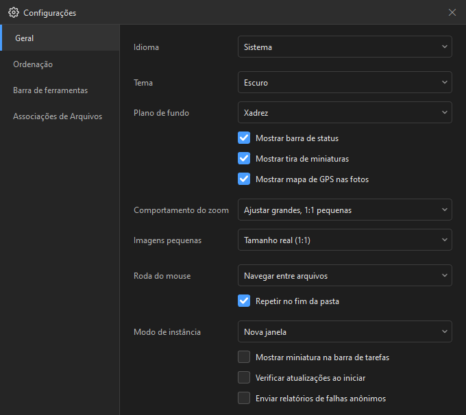 Configurações do HawkView